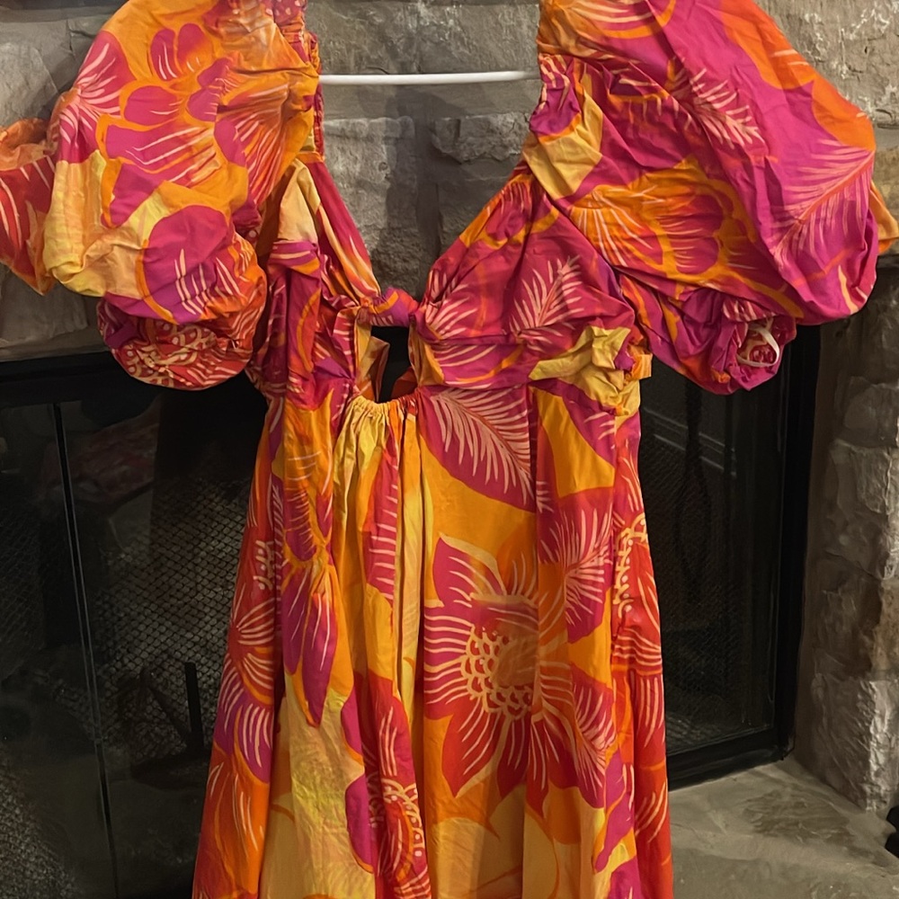 Vibrant Floral Puff Sleeve Dress